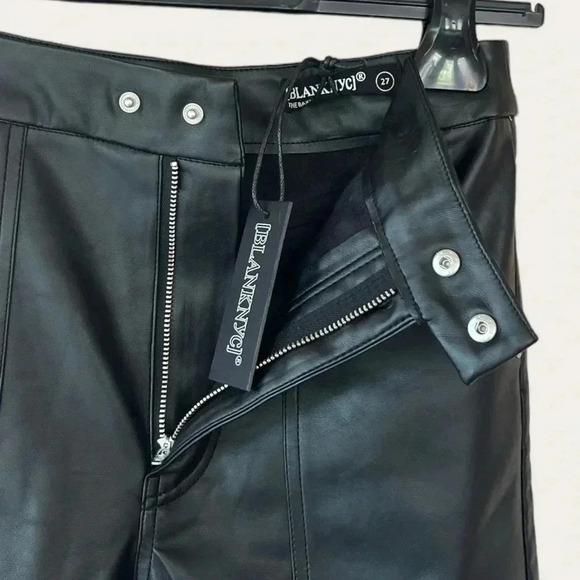 Blank NYC Women's Size 27 The Baxter Vegan Leather Straight Leg Cropped Pants - Picture 9 of 11